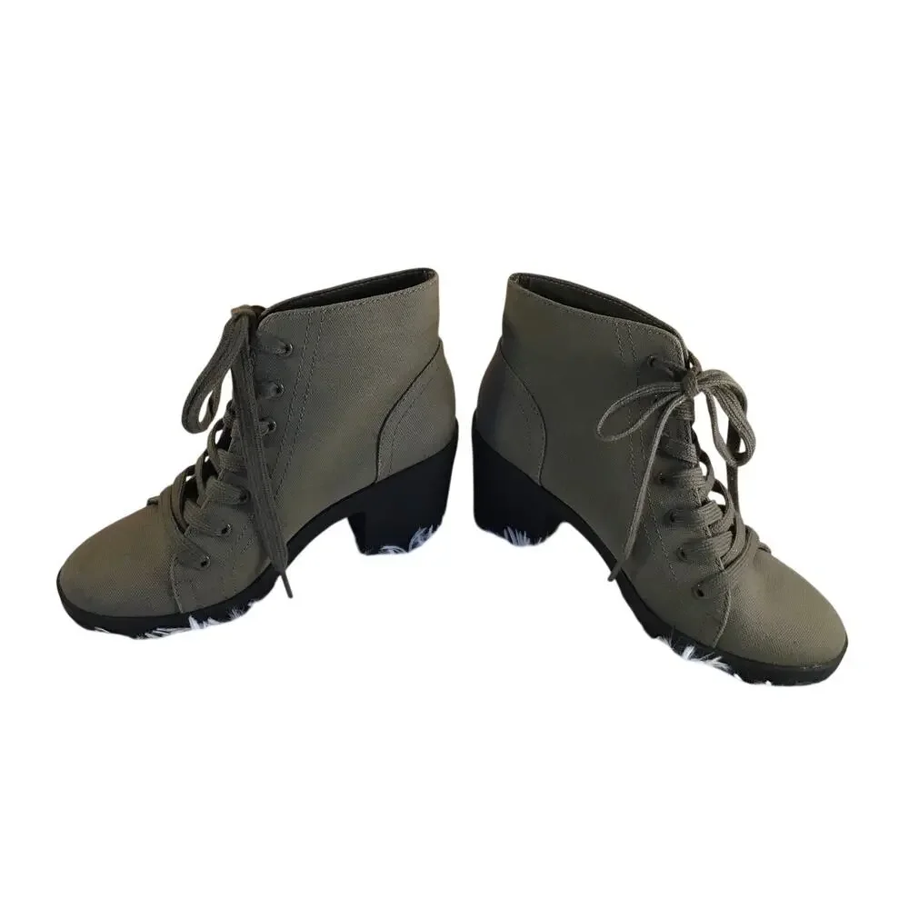 Mix No. 6 Olive Green Heeled Combat Booties Women’ SZ 6 NWT